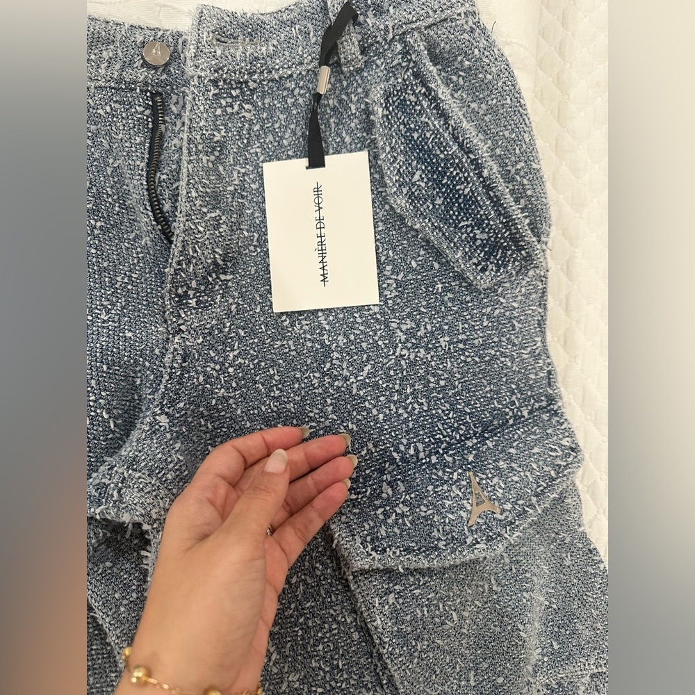 MANIÈRE DE VOIR- Anne Mid Blue
High Waisted Boucle Denim Cargo Pants NWT - Picture 11 of 15
